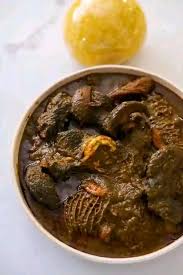 Black soup, swallow with Beef 